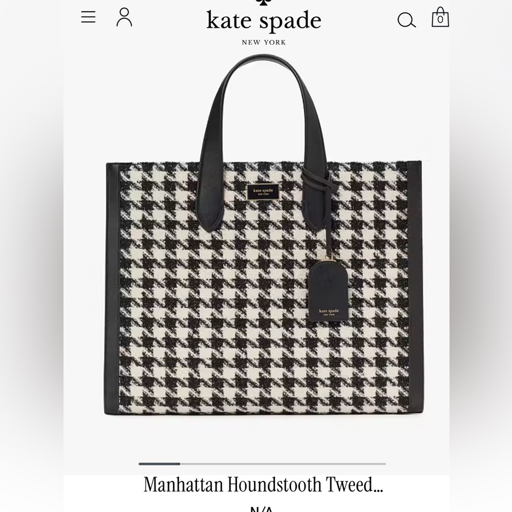Kate Spade Black and Cream Houndstooth Manhattan